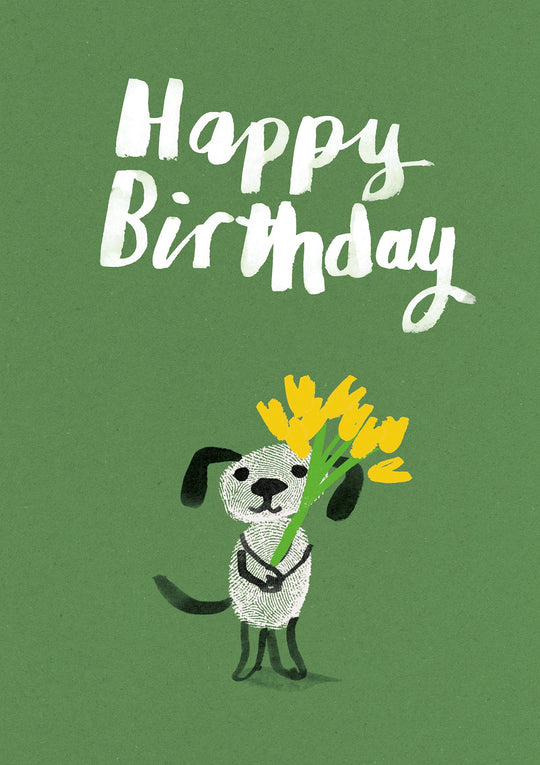 Dog with flowers