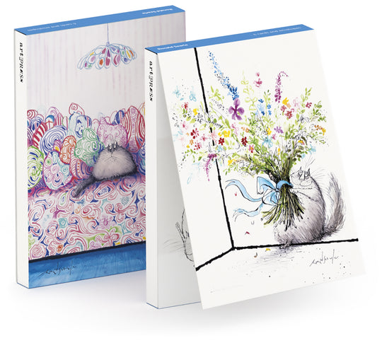 Ronald Searle, Colourful Cat and Flowers