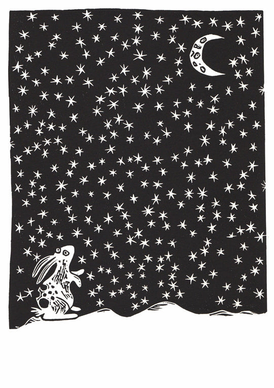 Spotty Rabbit Gazing at the Moon